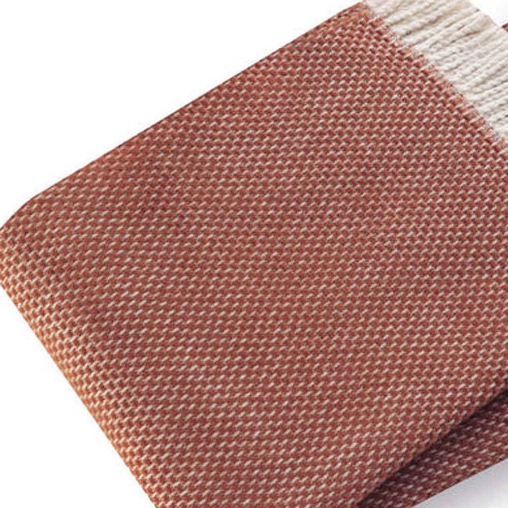 70" X 55" Terra Cotta Woven Cotton Plush Throw Blanket