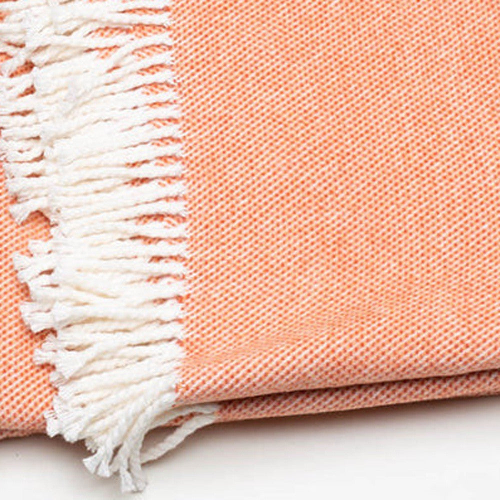 Coral Mini Dot Fringed Throw Blanket