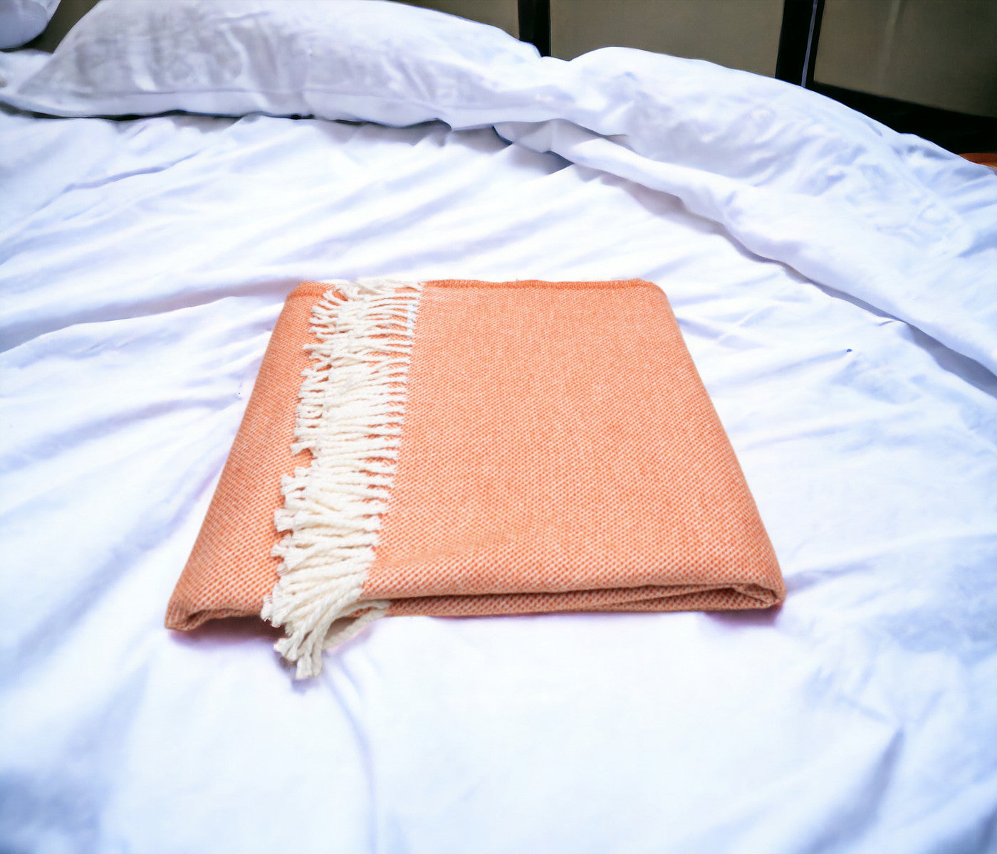 Coral Mini Dot Fringed Throw Blanket