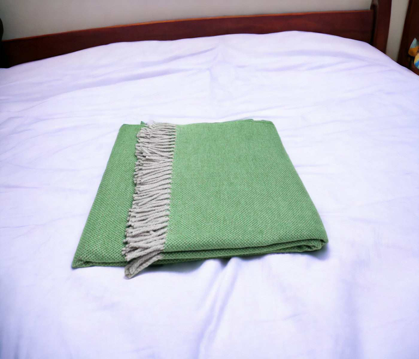 Forest Green Mini Dot Fringed Throw Blanket