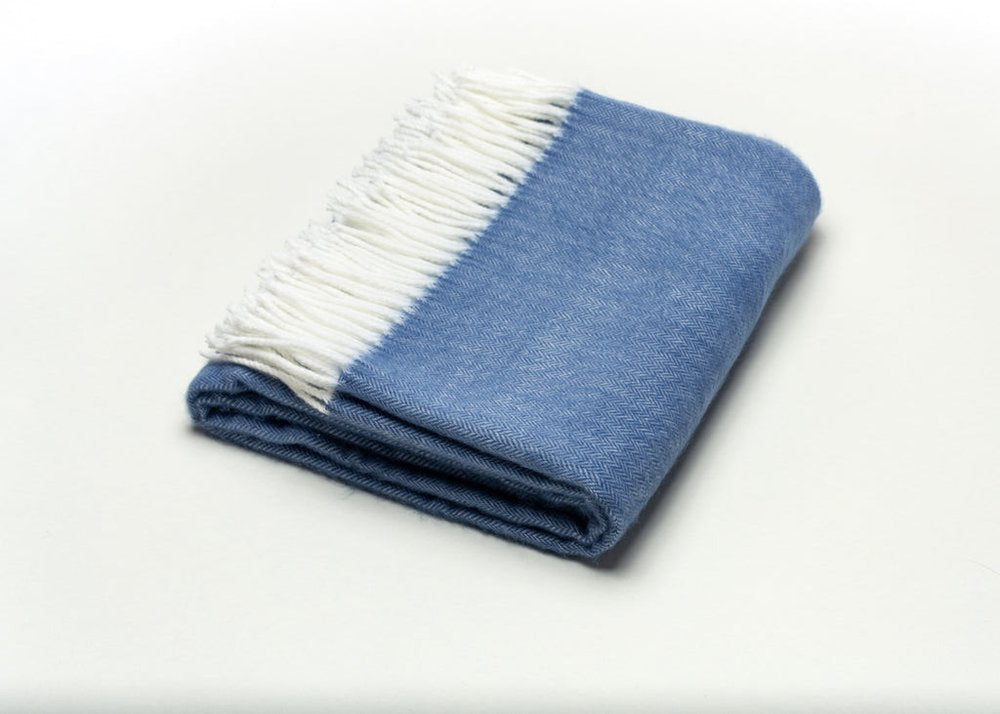 50" X 60" Denim Blue Woven Herringbone Plush Throw Blanket