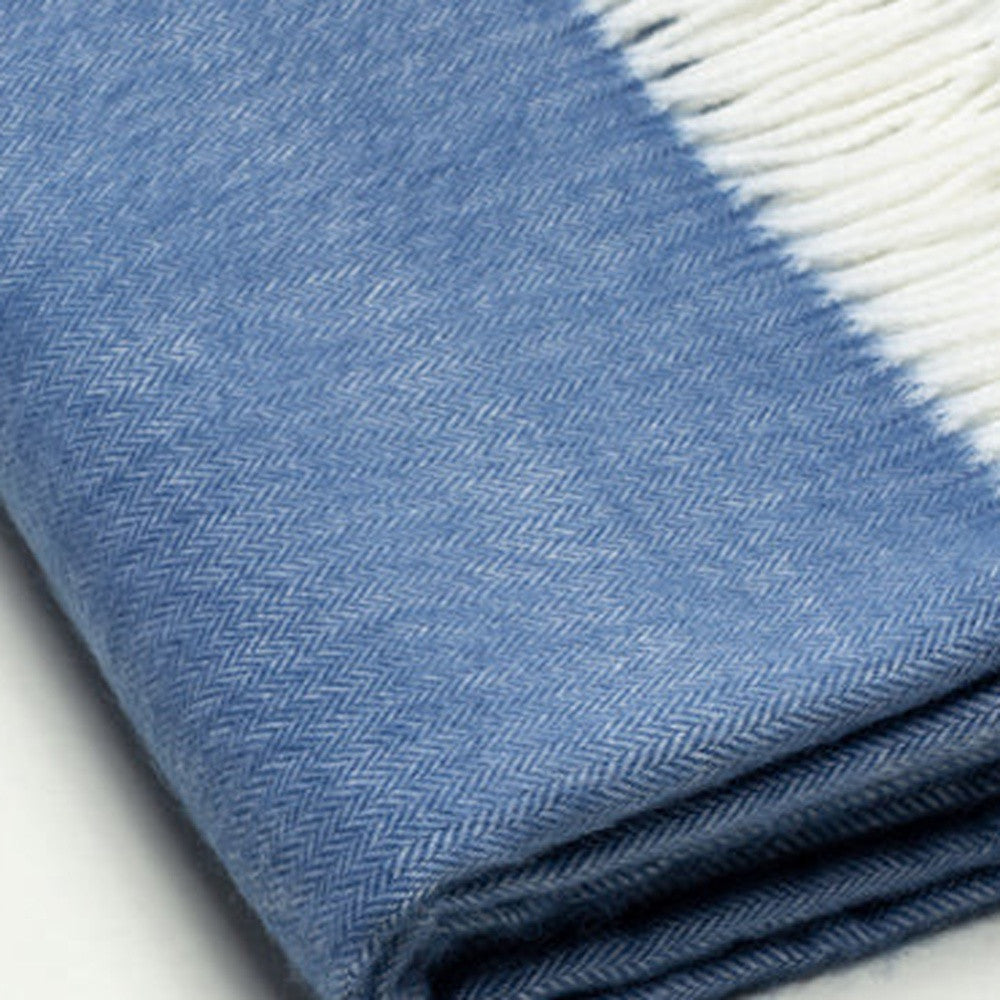 Denim Blue Soft Acrylic Herringbone Throw Blanket