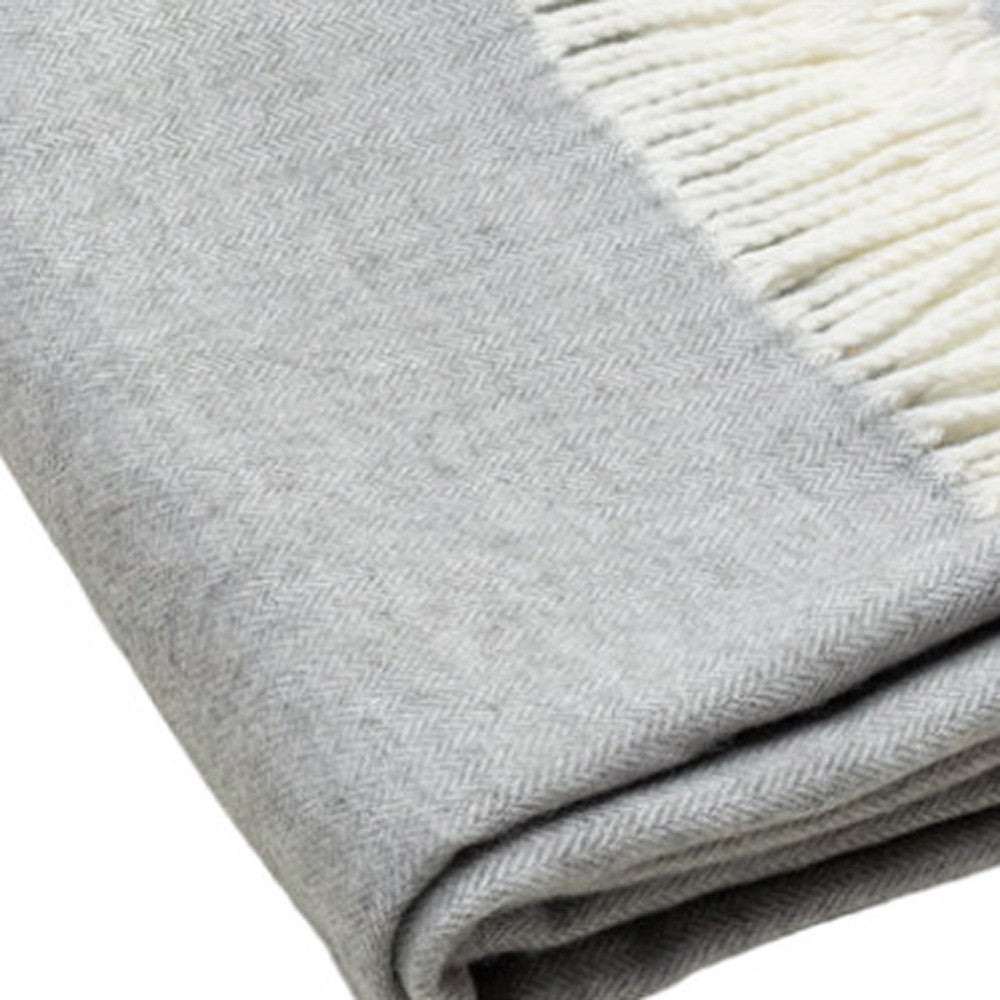 Light Gray Soft Acrylic Herringbone Throw Blanket