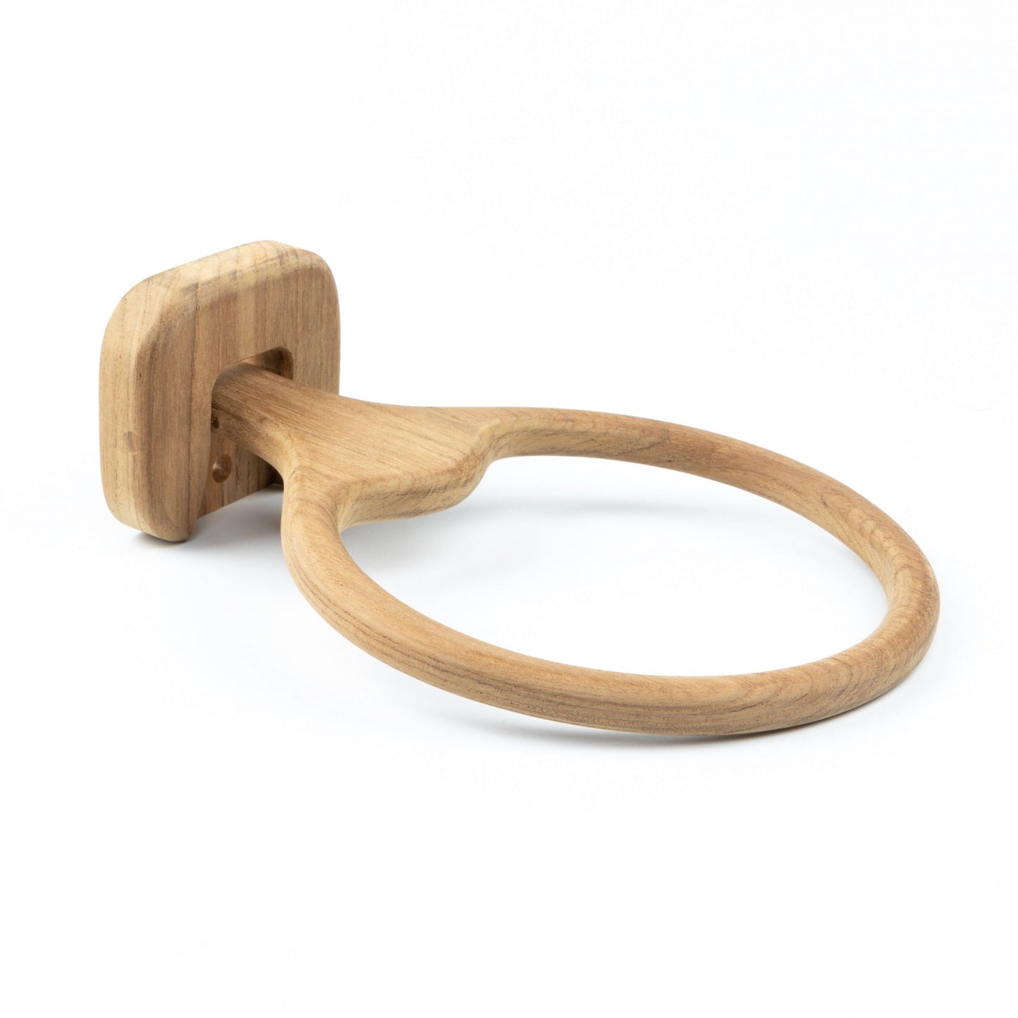 Natural Solid Teak Wood Wall Mount Towel Ring