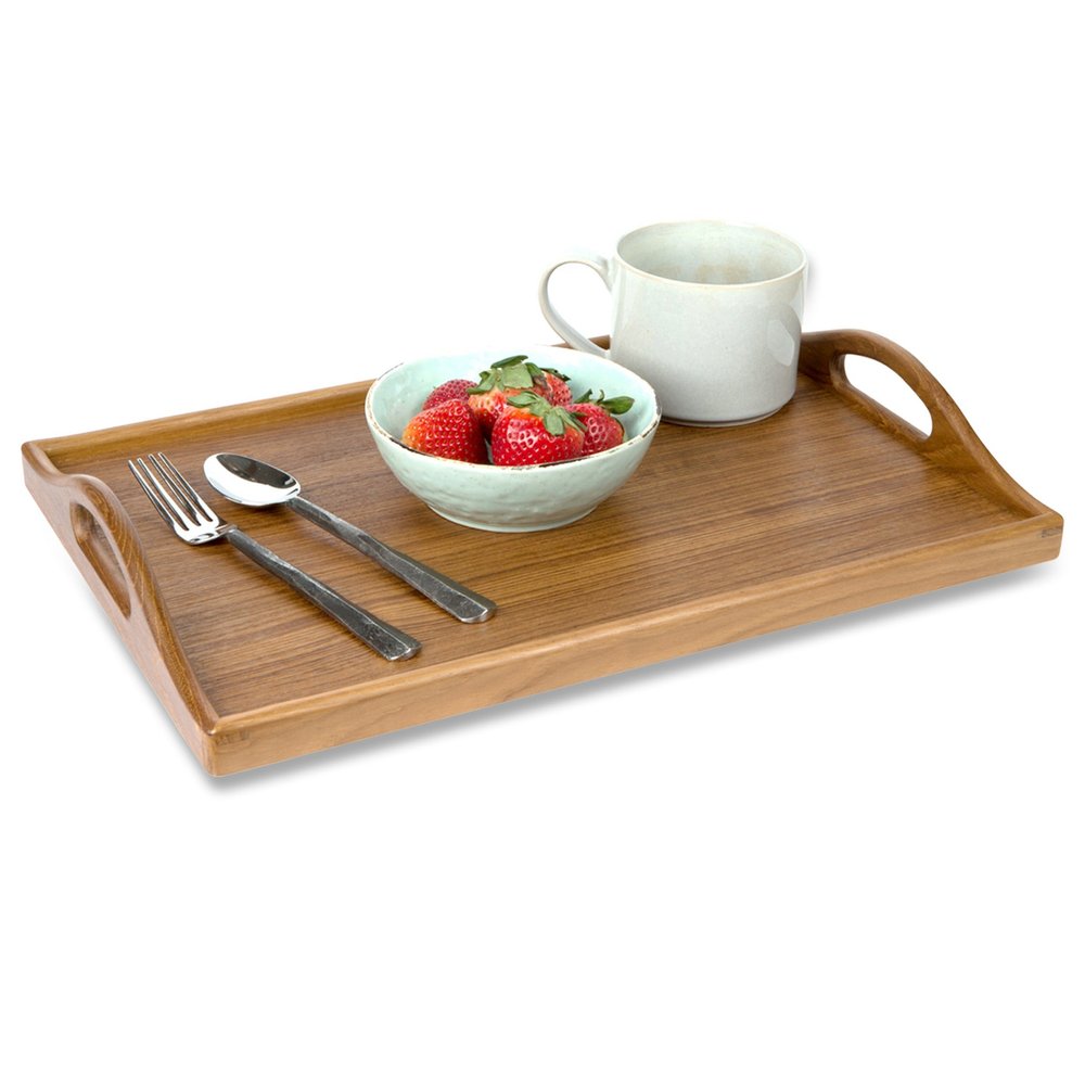 19" Brown Teak Handmade Serving Tray