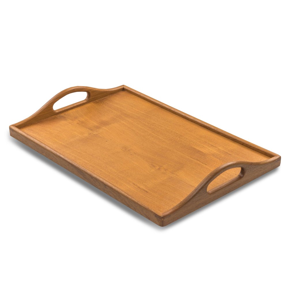 19" Brown Teak Handmade Serving Tray