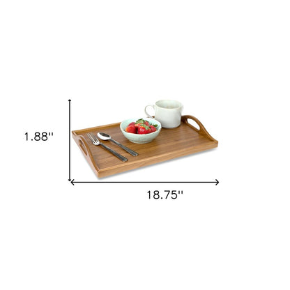 19" Brown Teak Handmade Serving Tray