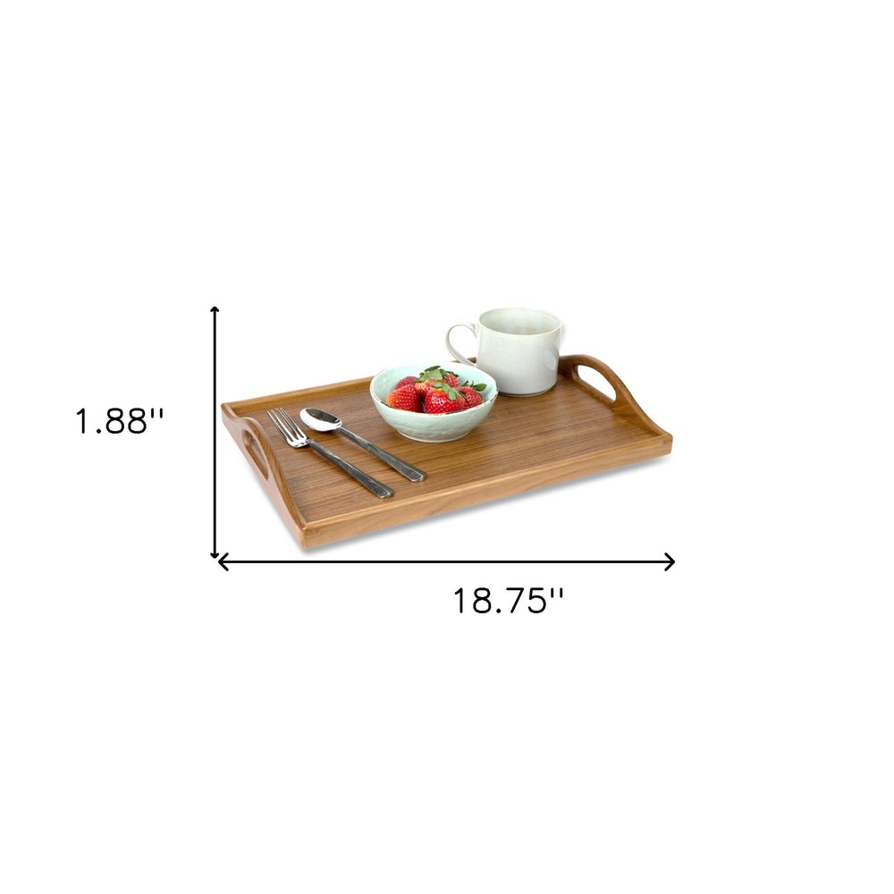 19" Brown Teak Handmade Serving Tray