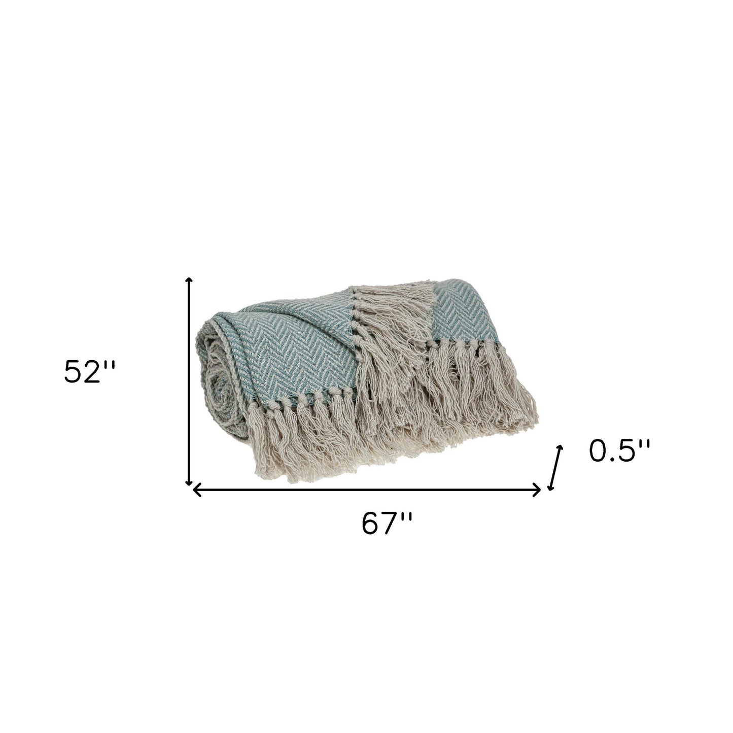 Handloomed Pale Aqua Cotton Throw Blanket with Tassels