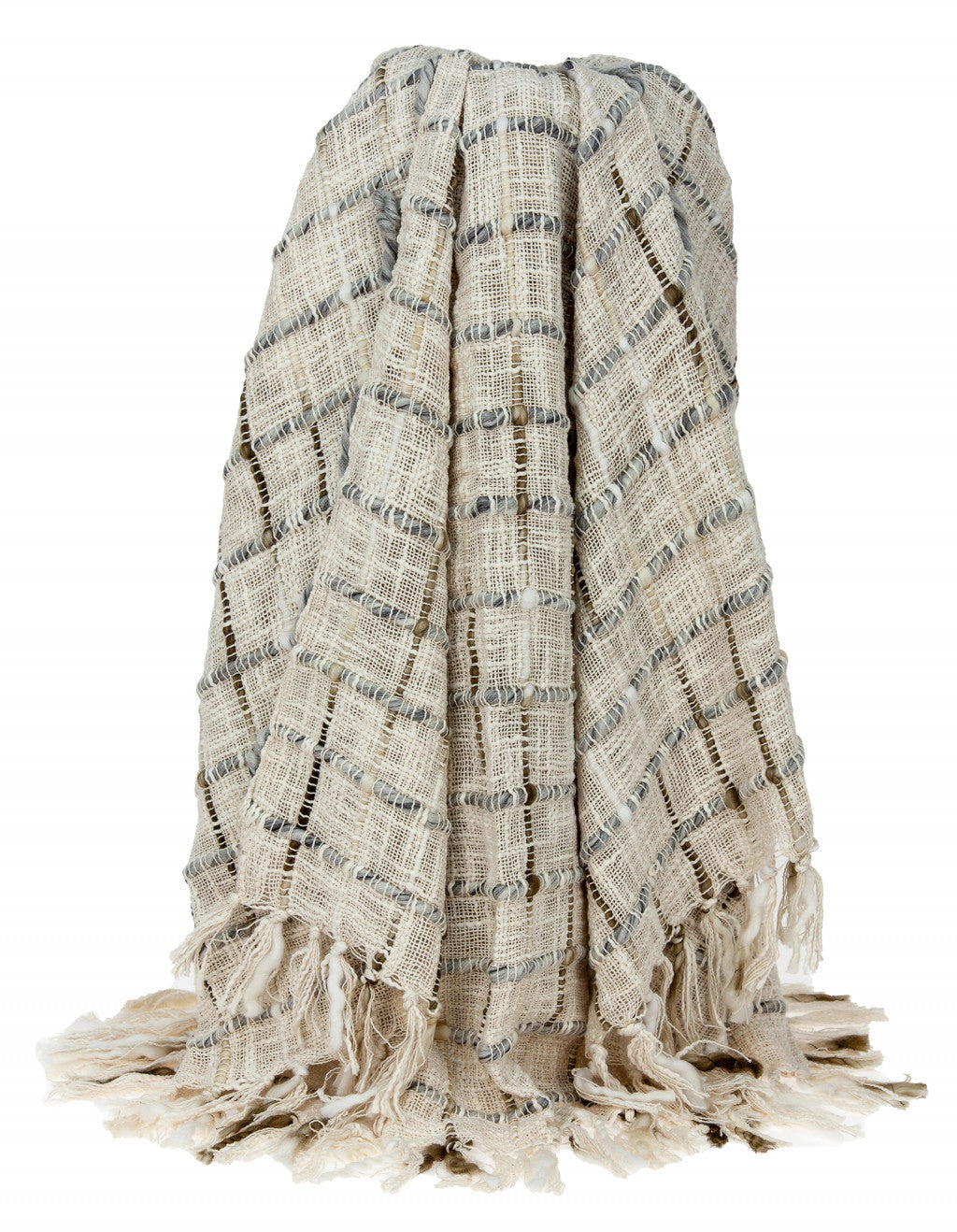 Olive and Beige Textured Woven Handloom Throw