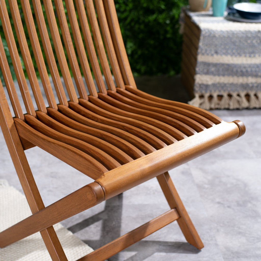 24" Brown Solid Wood Indoor Outdoor Deck Chair