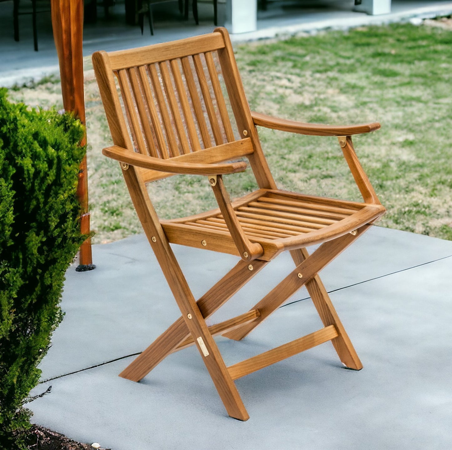 24" Brown Solid Wood Indoor Outdoor Deck Chair