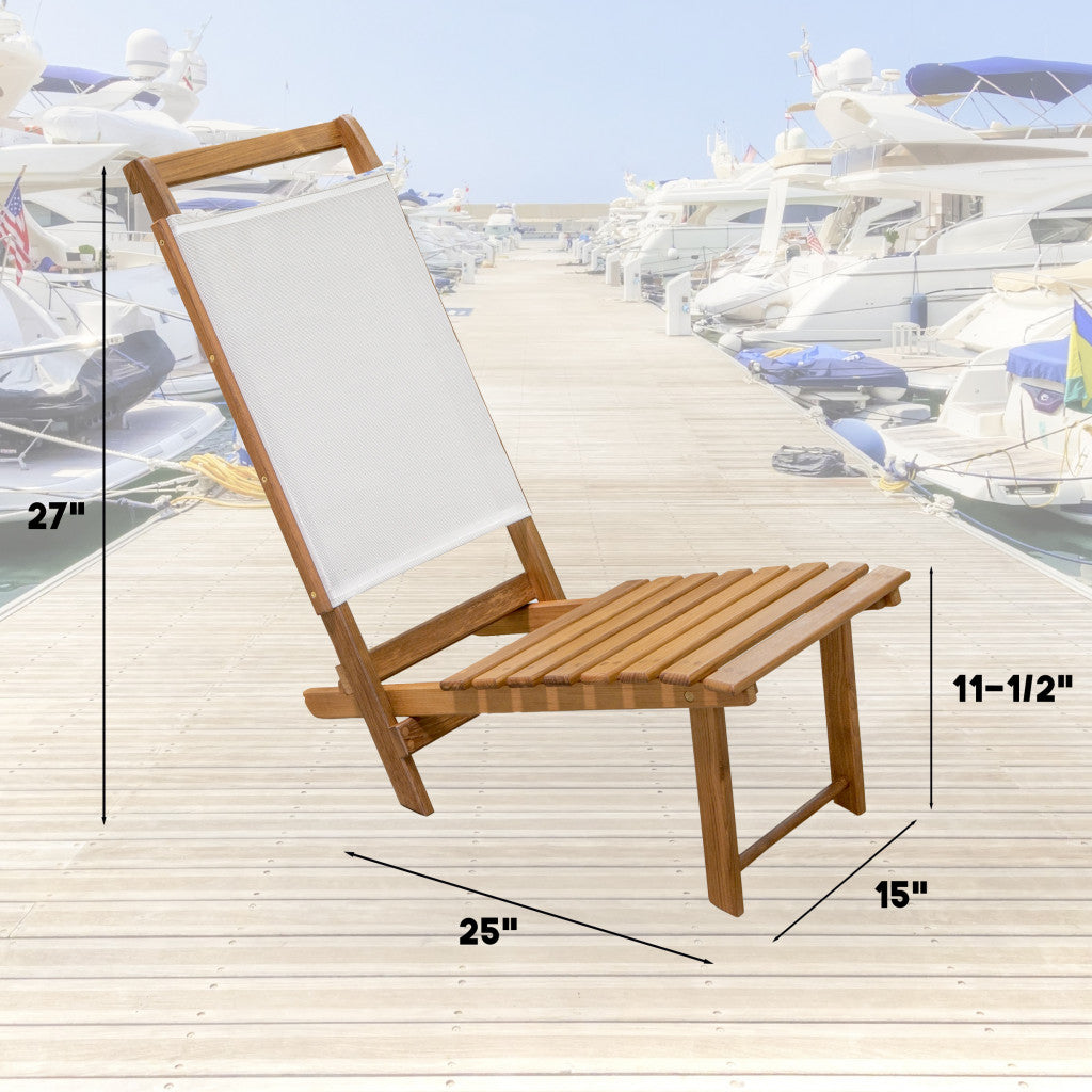 15" Brown Solid Wood Indoor Outdoor Deck Chair
