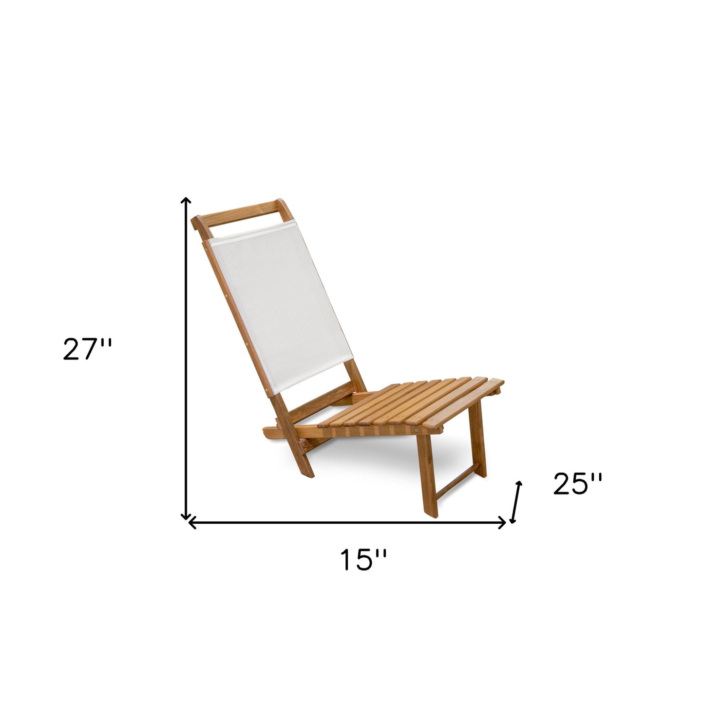 15" Brown and Natural Wood Solid Wood Outdoor Deck Chair