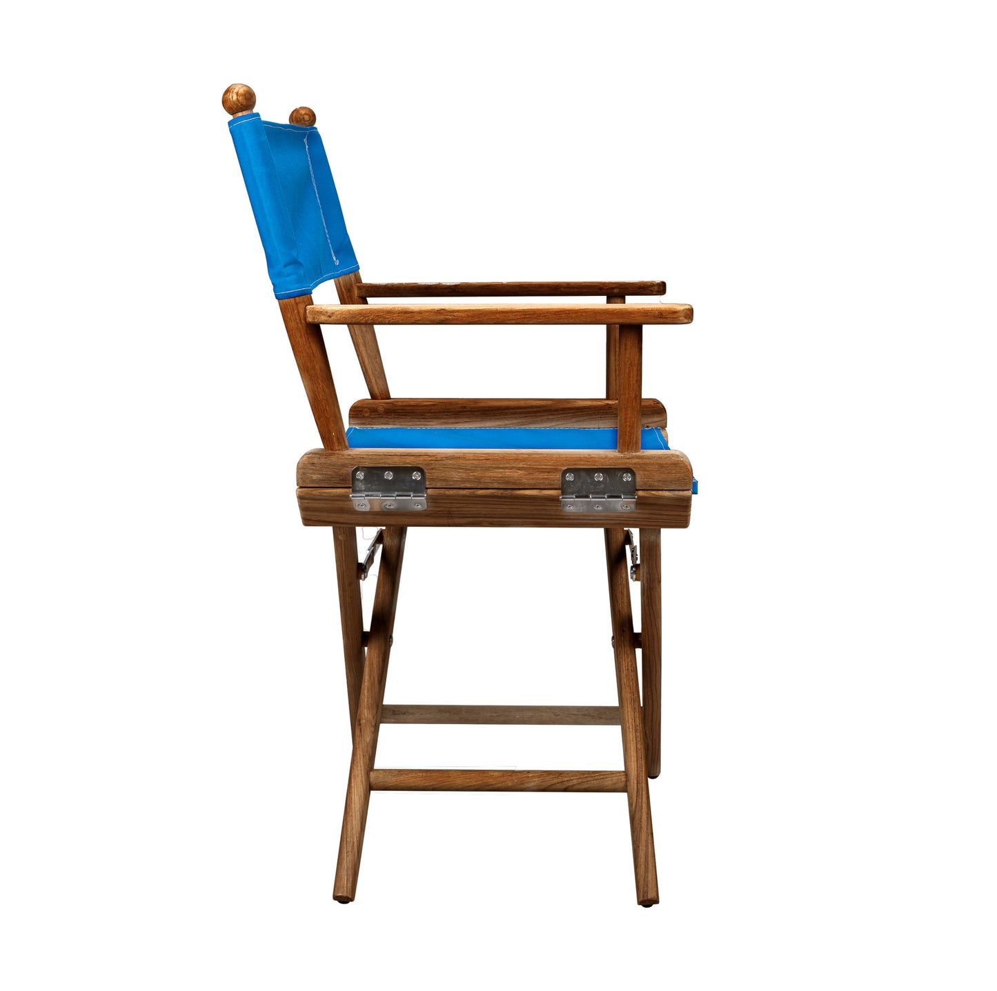 23" Blue and Natural Wood Solid Wood Indoor Outdoor Director Chair