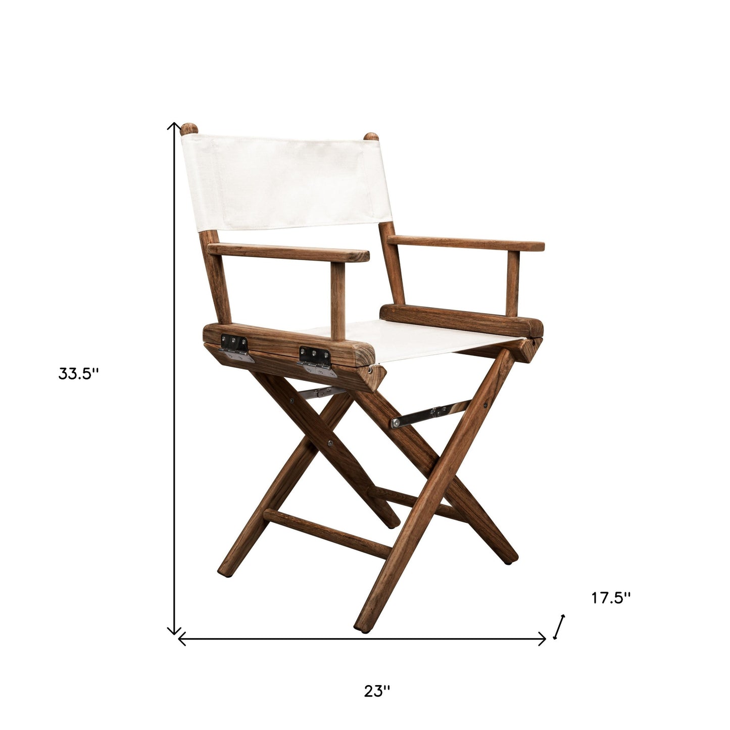 23" Brown and Ivory and Natural Wood Solid Wood Indoor Outdoor Director Chair
