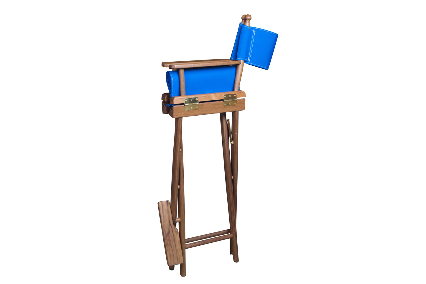 23" Blue and Brown Solid Wood Indoor Outdoor Director Chair