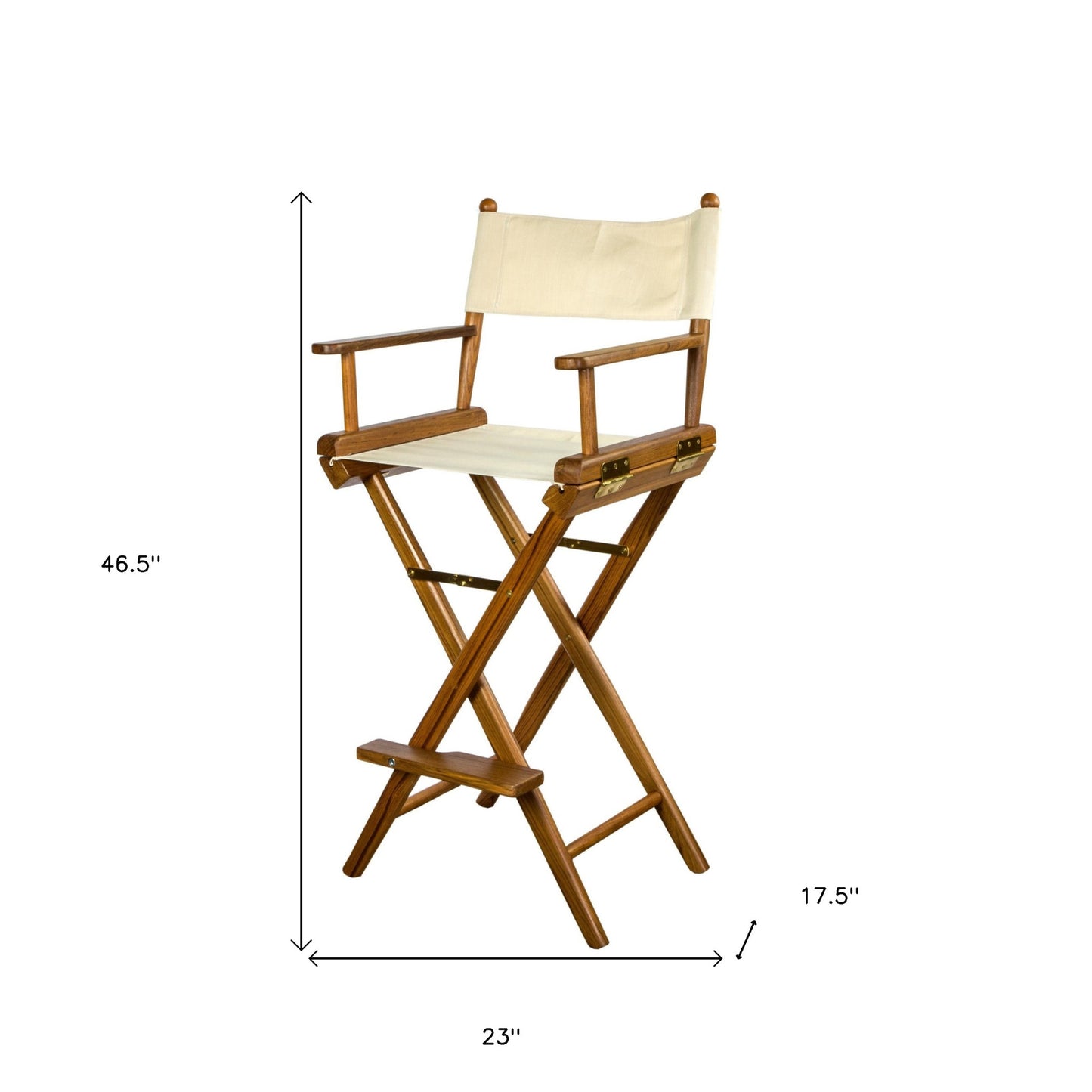 23" Ivory and Brown Solid Wood Indoor Outdoor Director Chair