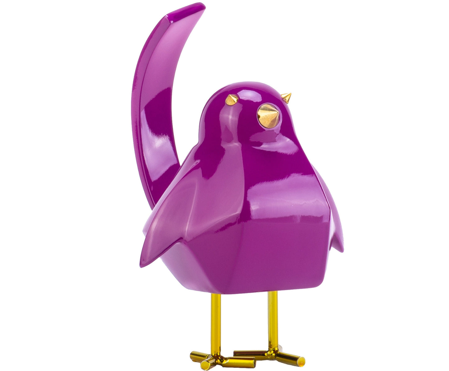 Small Purple and Gold Bird Sculpture
