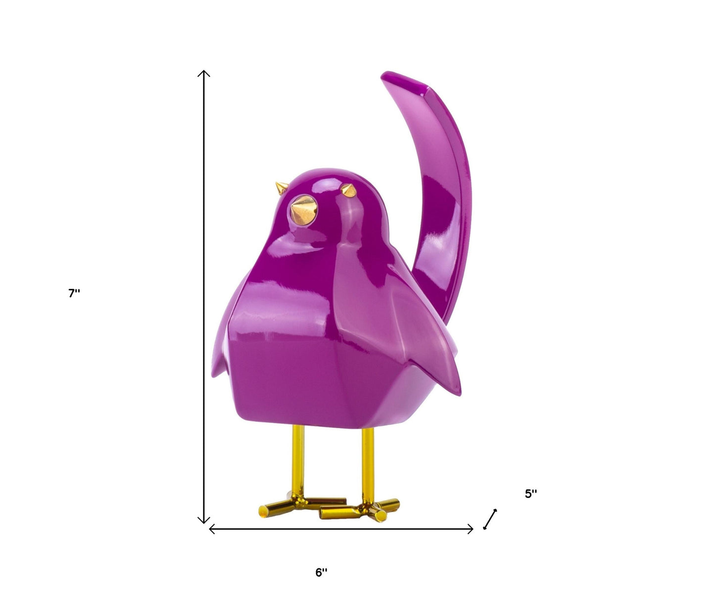 Small Purple and Gold Bird Sculpture