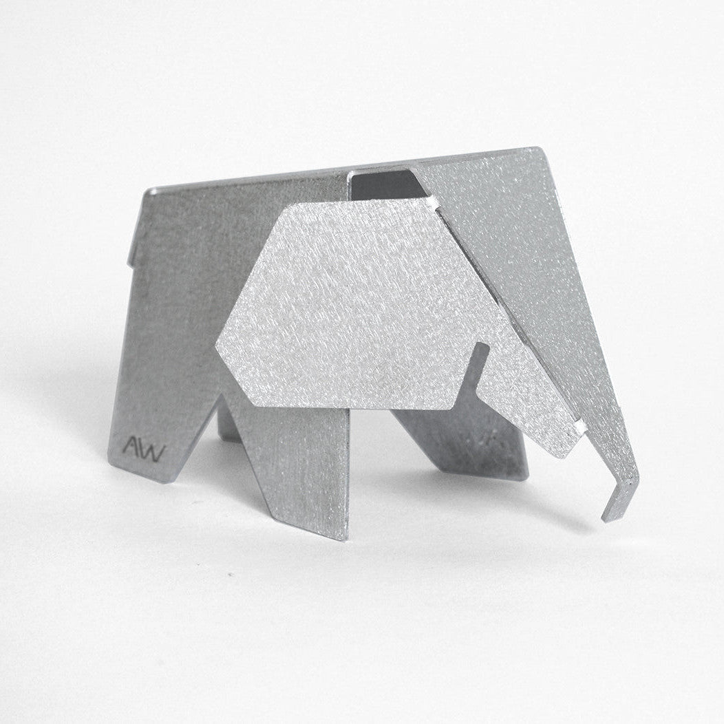 Aluminum 6" Elephant Origami Geometric Sculpture