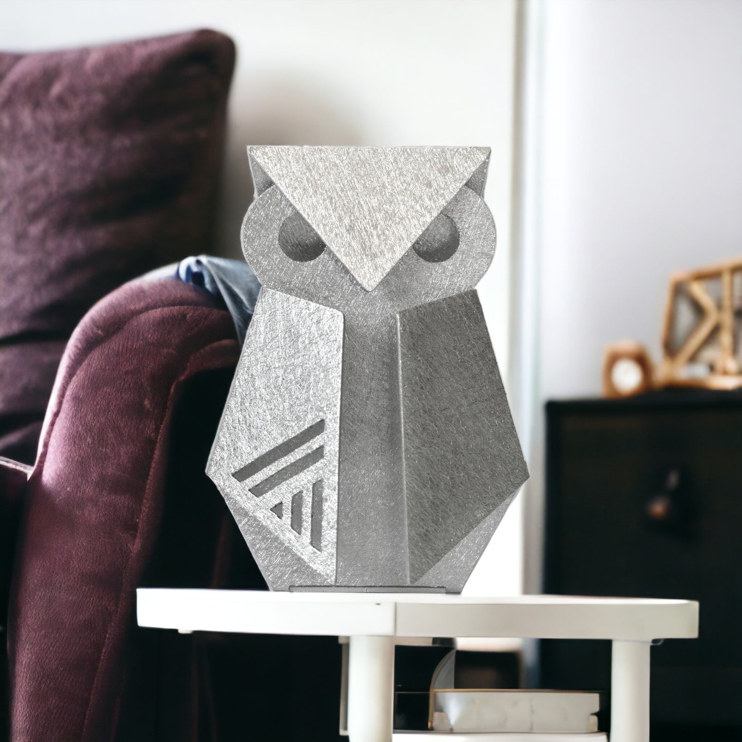 Aluminum Mini Owl Origami Geometric Sculpture