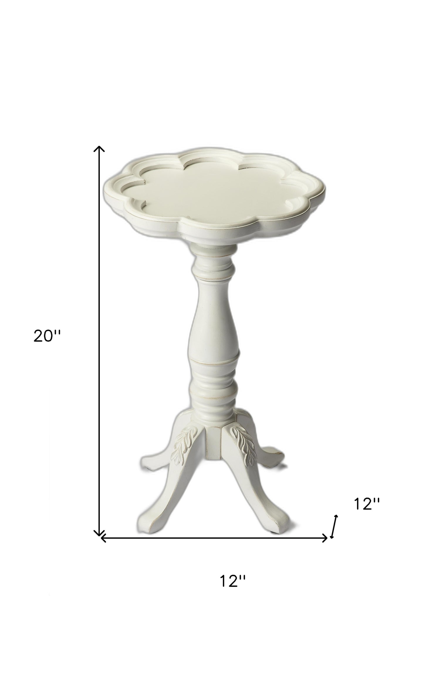 20" Cottage White Wood Floral Top End Table