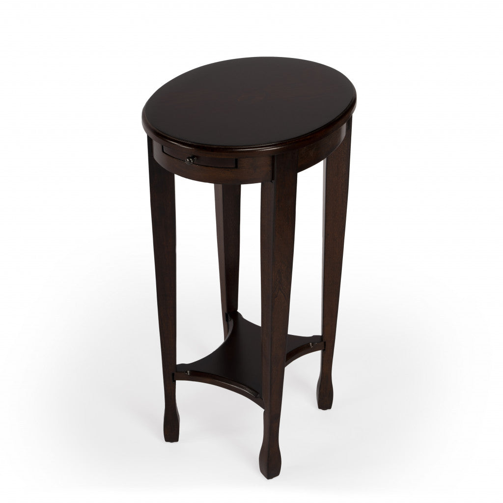 26" Chestnut Oval End Table With Shelf