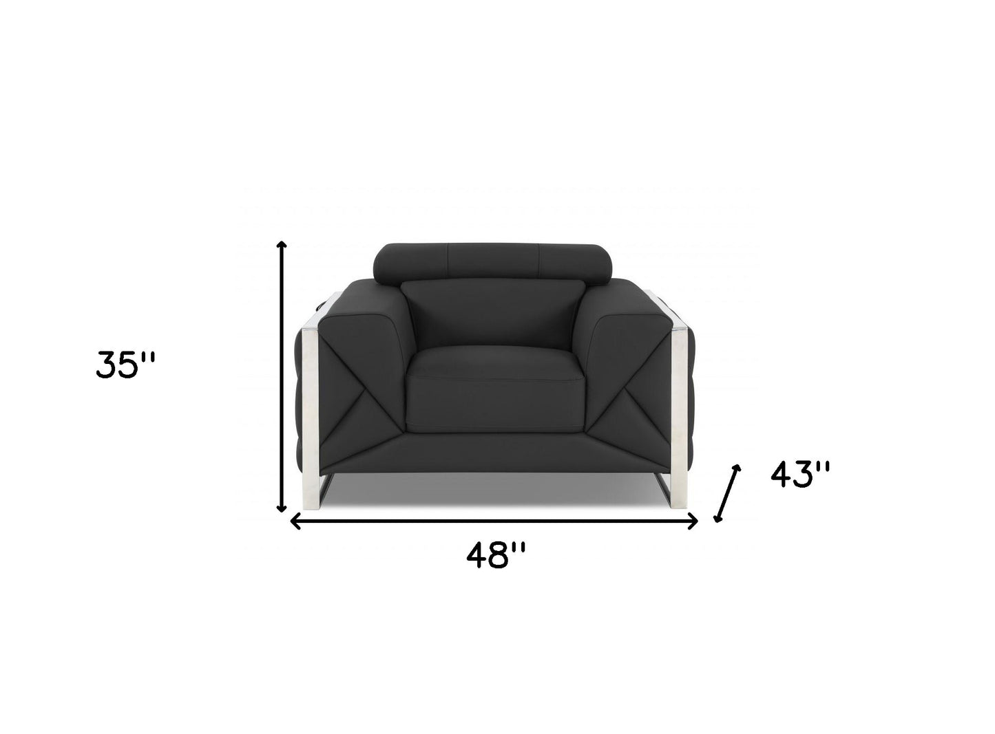 Mod Charcoal Gray Leather and Chrome Deco Accent Chair