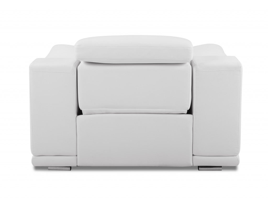 Mod Winter White Italian Leather Recliner Chair