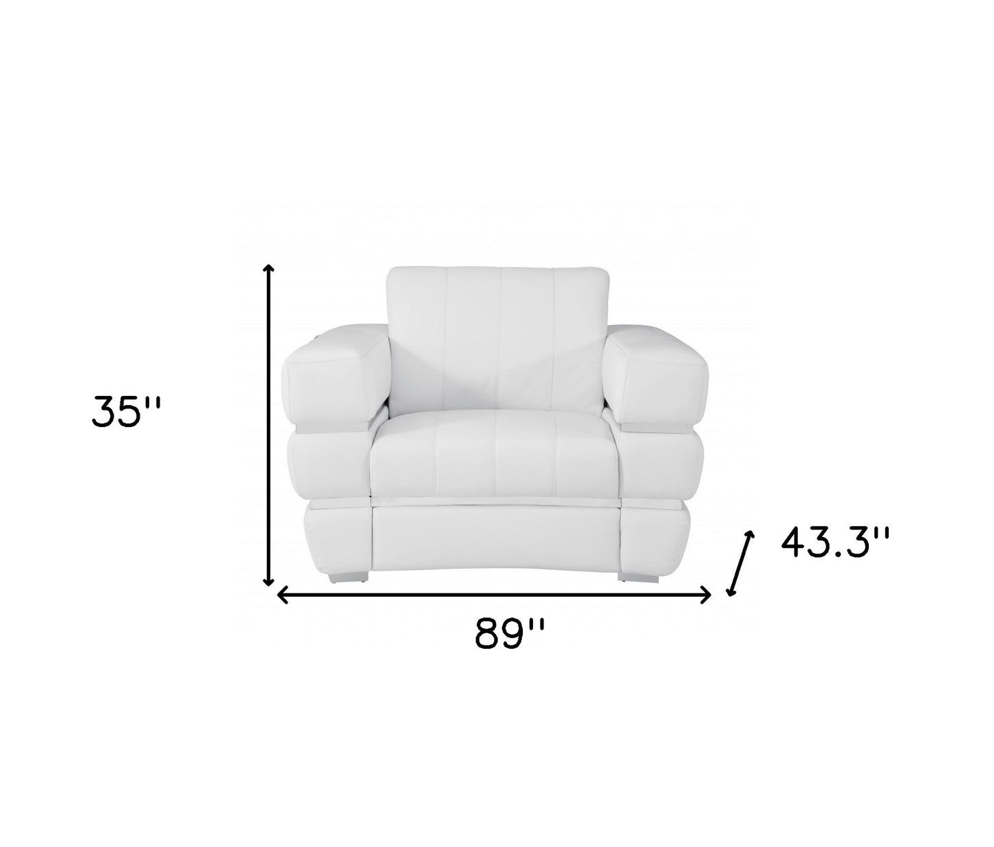 Three Piece Indoor White Italian Leather Six Person Seating Set