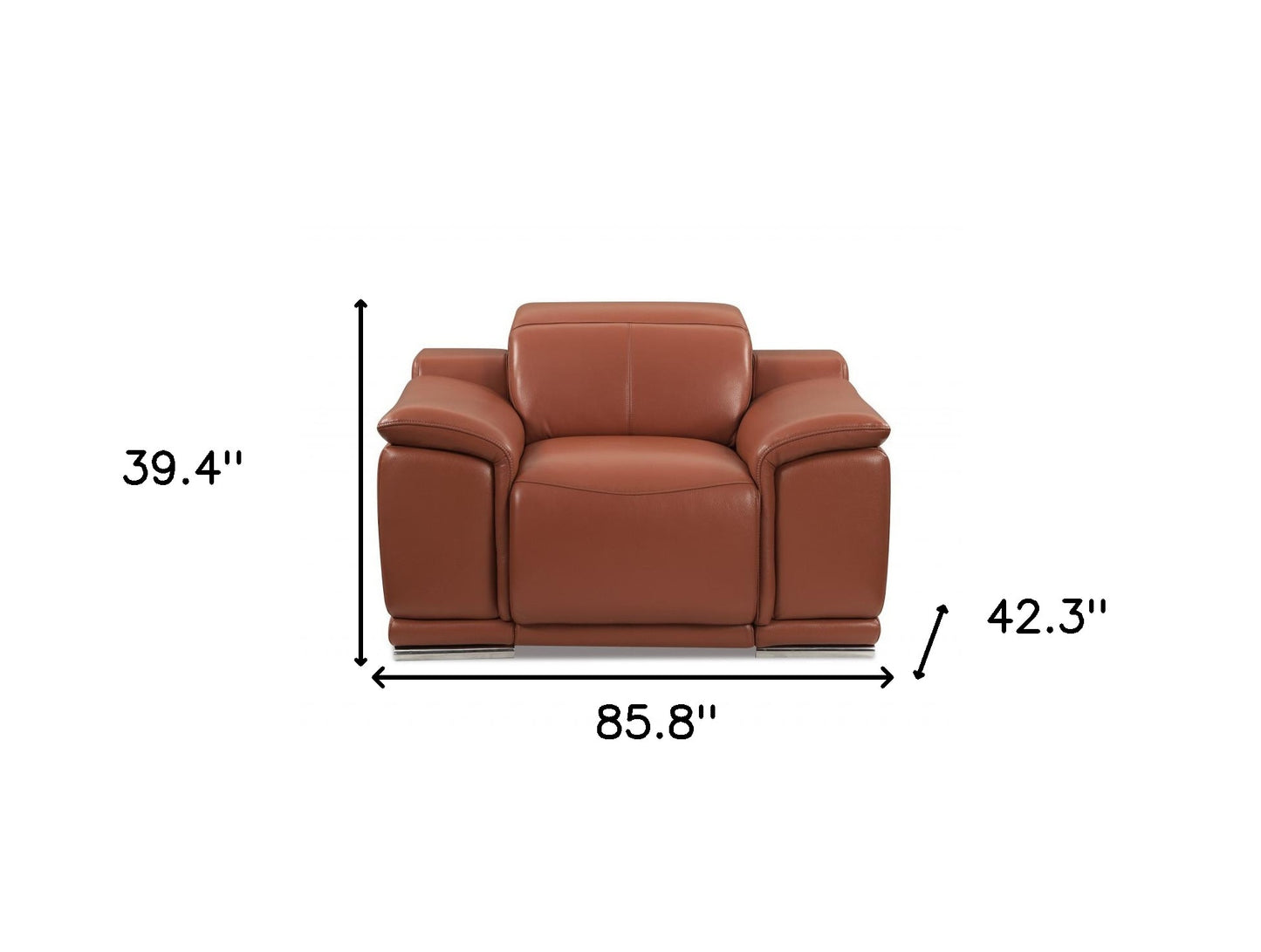 Three Piece Indoor Camel Italian Leather Six Person Seating Set