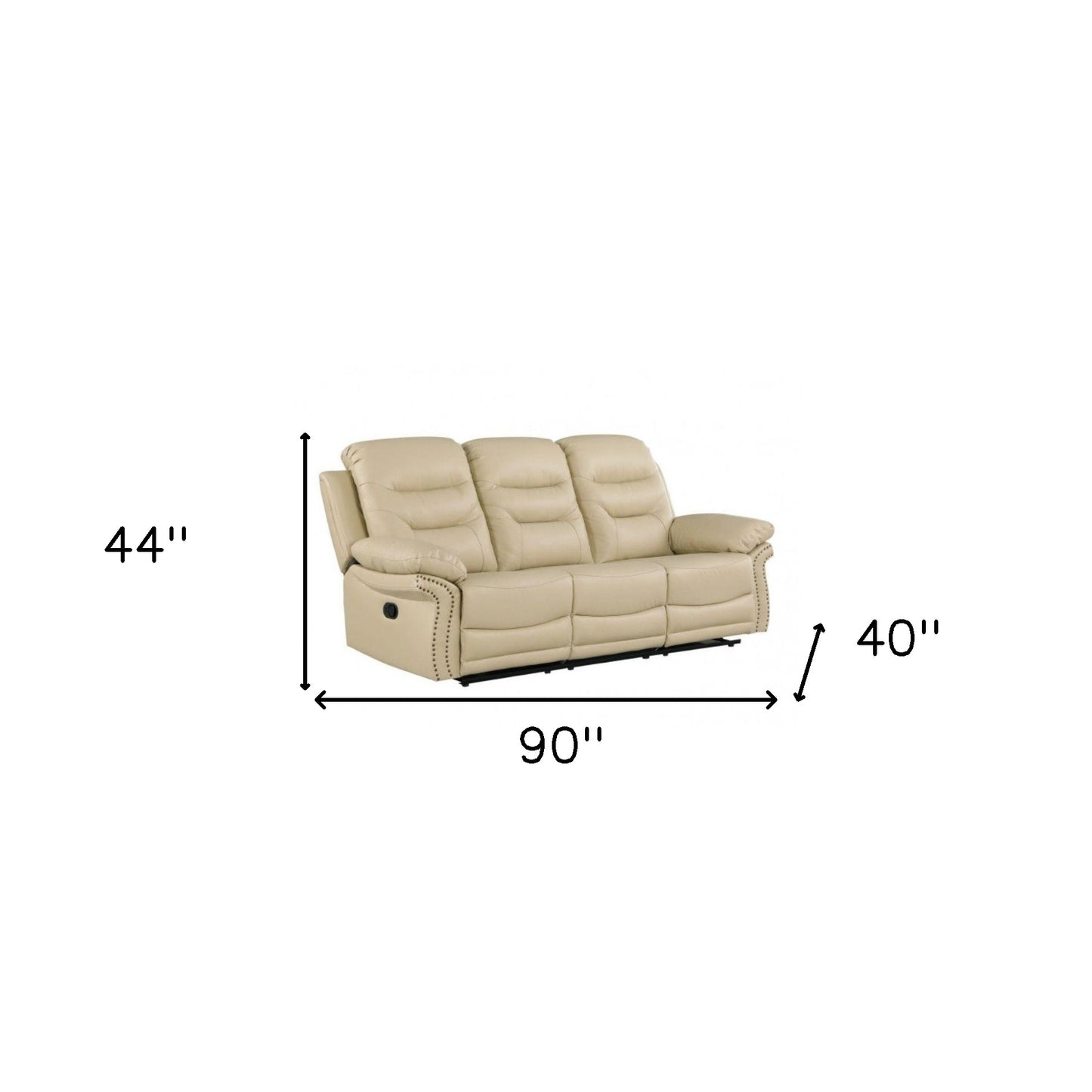 Two Piece Indoor Beige Italian Leather Five Person Seating Set