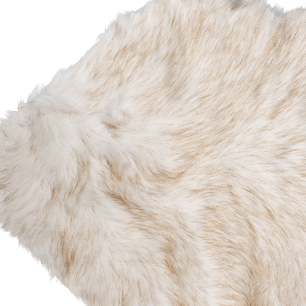 2' X 6' Ombre Tan Faux Fur Washable Non Skid Area Rug