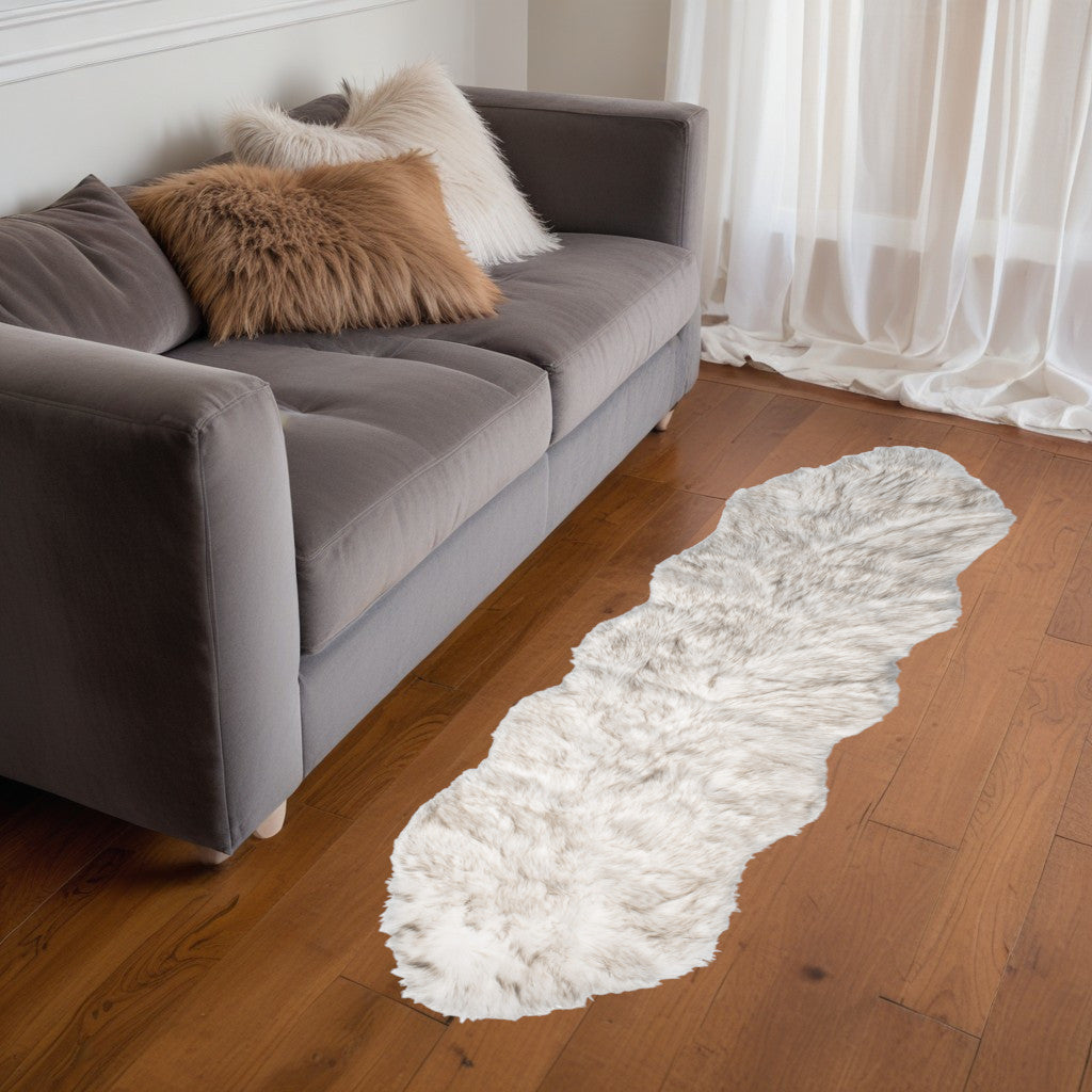 2' X 6' Ombre Chocolate Faux Fur Washable Non Skid Area Rug