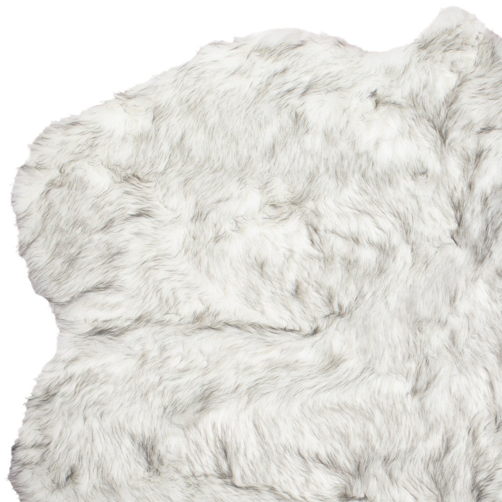 4' X 6' Ombre Grey Faux Fur Washable Non Skid Area Rug