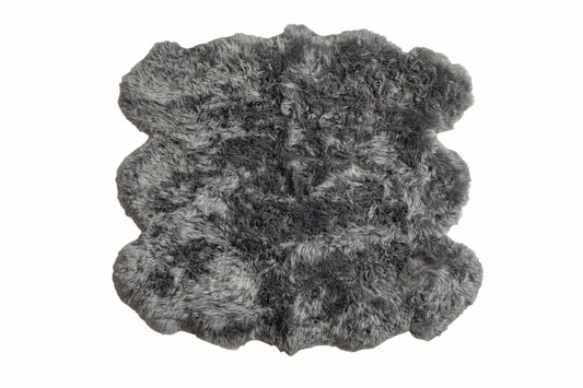 5' X 6' Grey Wool Sheepskin Handmade Area Rug