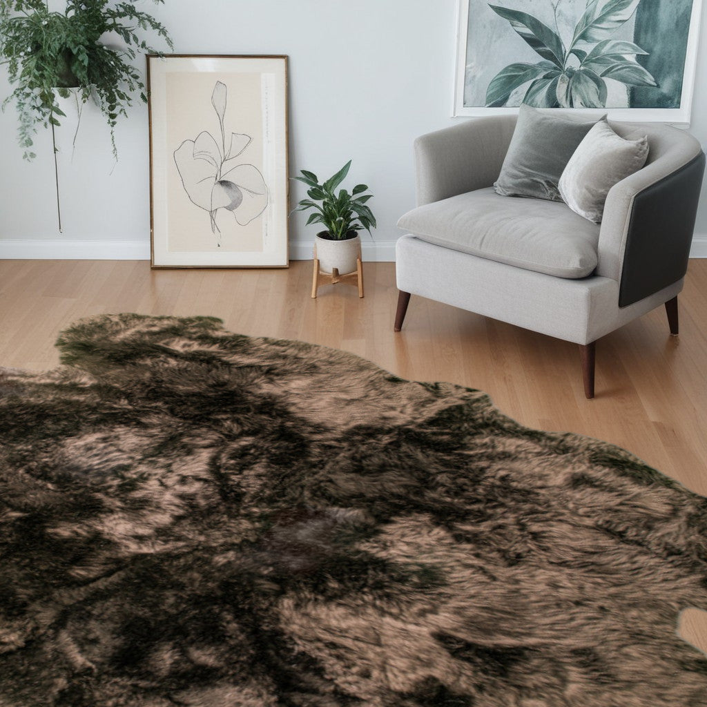 5' X 6' Chocolate Wool Sheepskin Handmade Area Rug