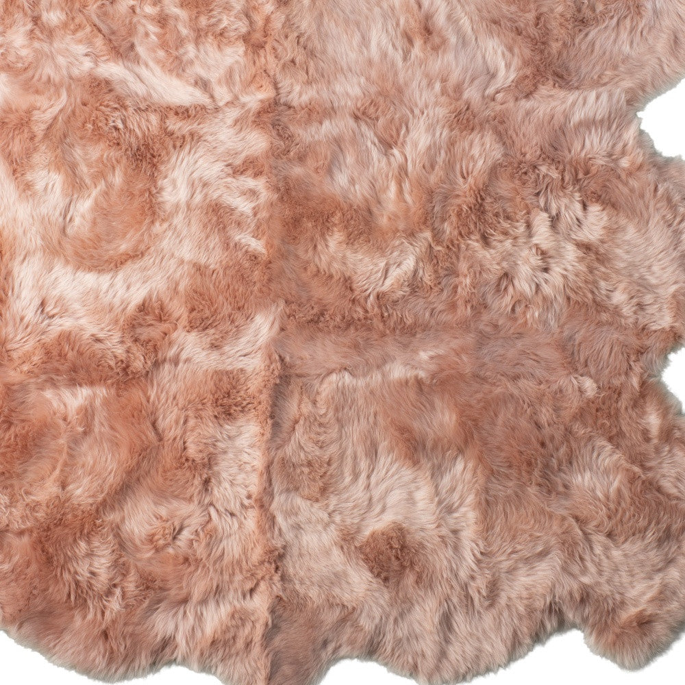 5' X 6' Pink Wool Sheepskin Handmade Area Rug