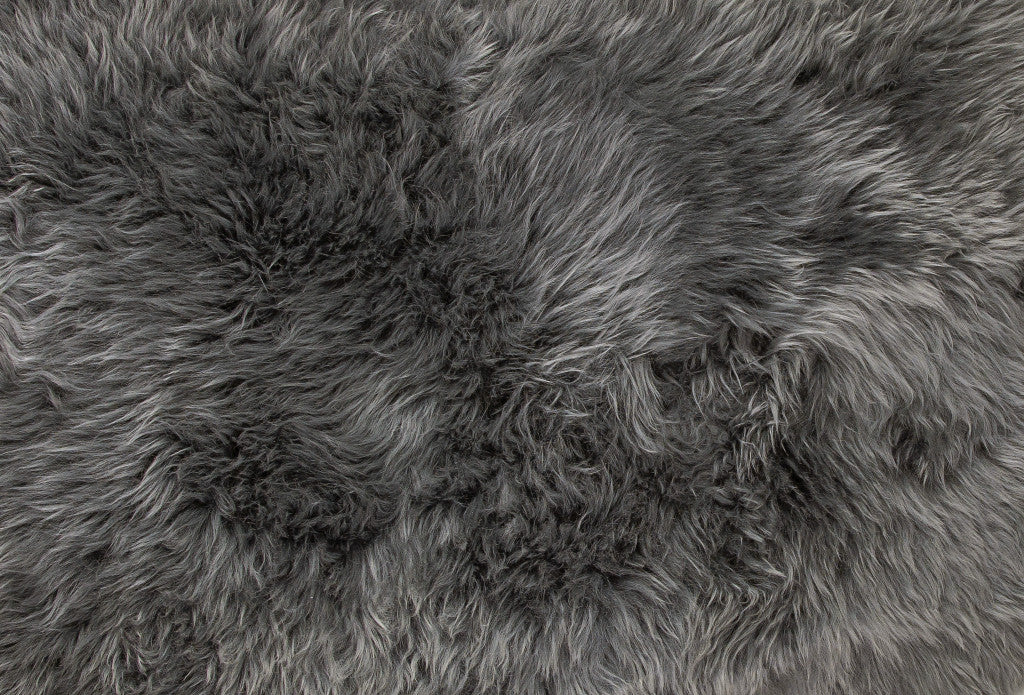 6' X 6' Grey Wool Sheepskin Handmade Area Rug