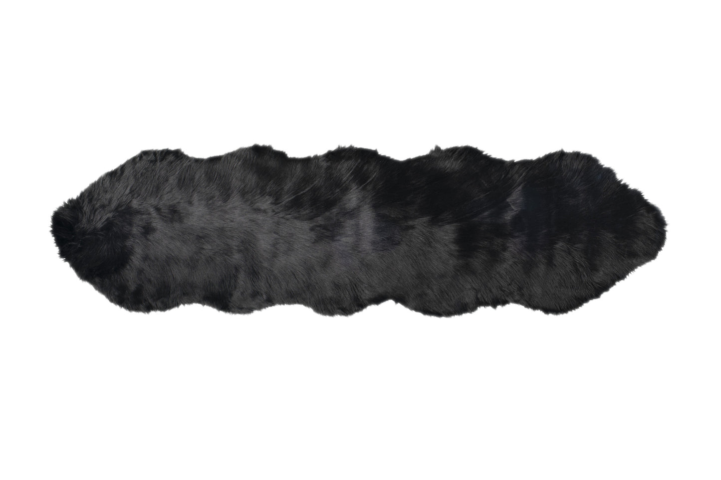 2' X 6' Black Faux Fur Washable Non Skid Area Rug