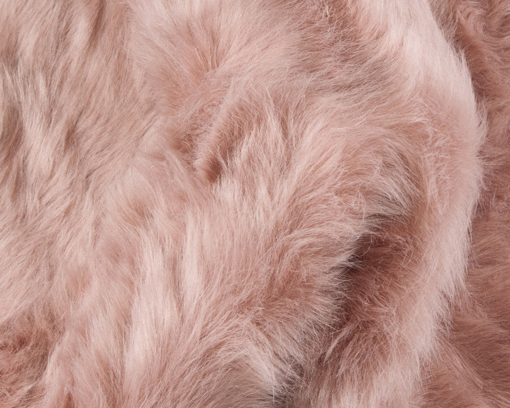 2' X 6' Dusty Rose Faux Fur Washable Non Skid Area Rug