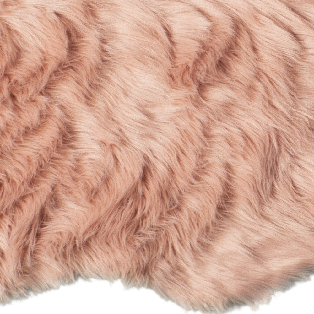 2' X 6' Dusty Rose Faux Fur Washable Non Skid Area Rug