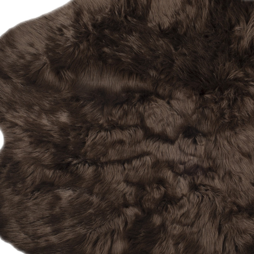 4' X 6' Chocolate Faux Fur Tufted Washable Non Skid Area Rug