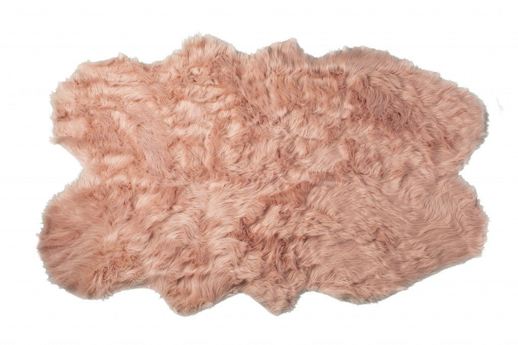 4' X 6' Dusty Rose Faux Fur Washable Non Skid Area Rug