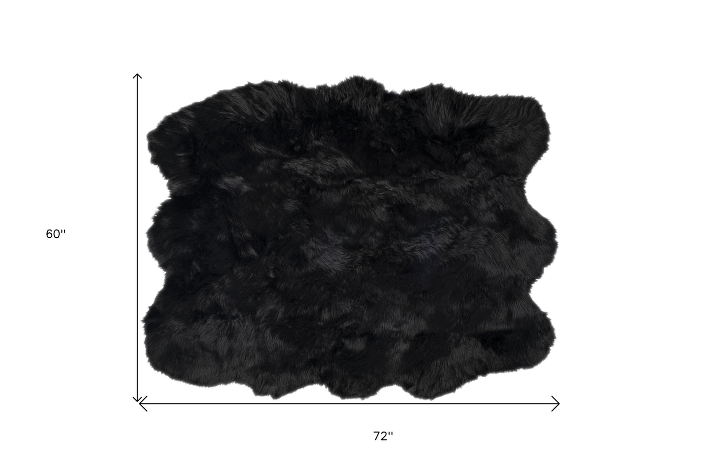 5' X 6' Black Faux Fur Washable Non Skid Area Rug