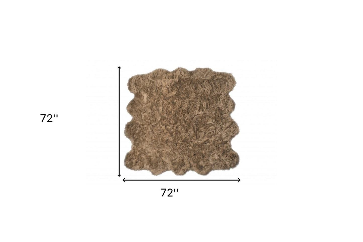 6' X 6' Tan Faux Fur Washable Non Skid Area Rug