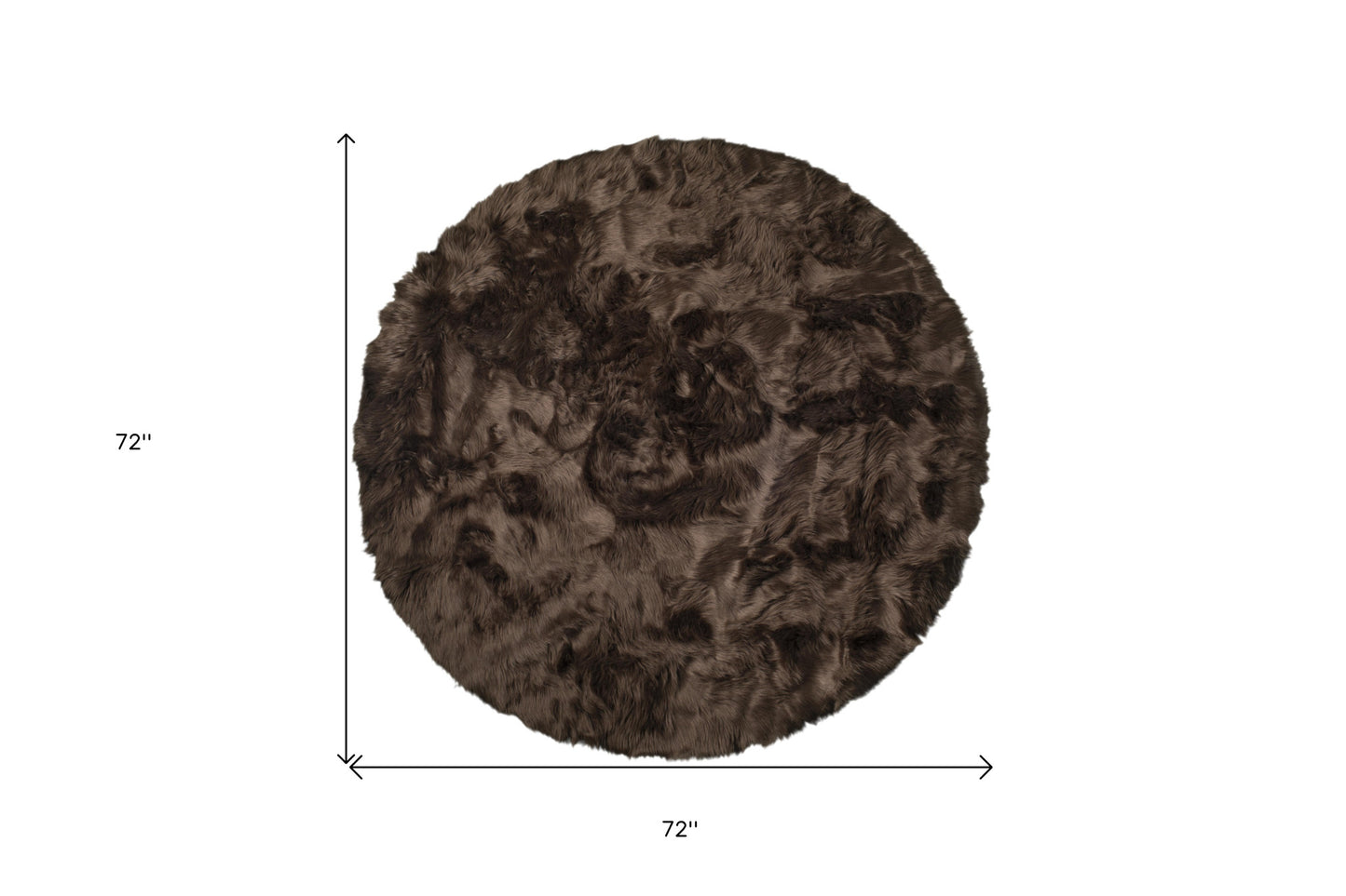 6' X 6' Chocolate Round Faux Fur Washable Non Skid Area Rug