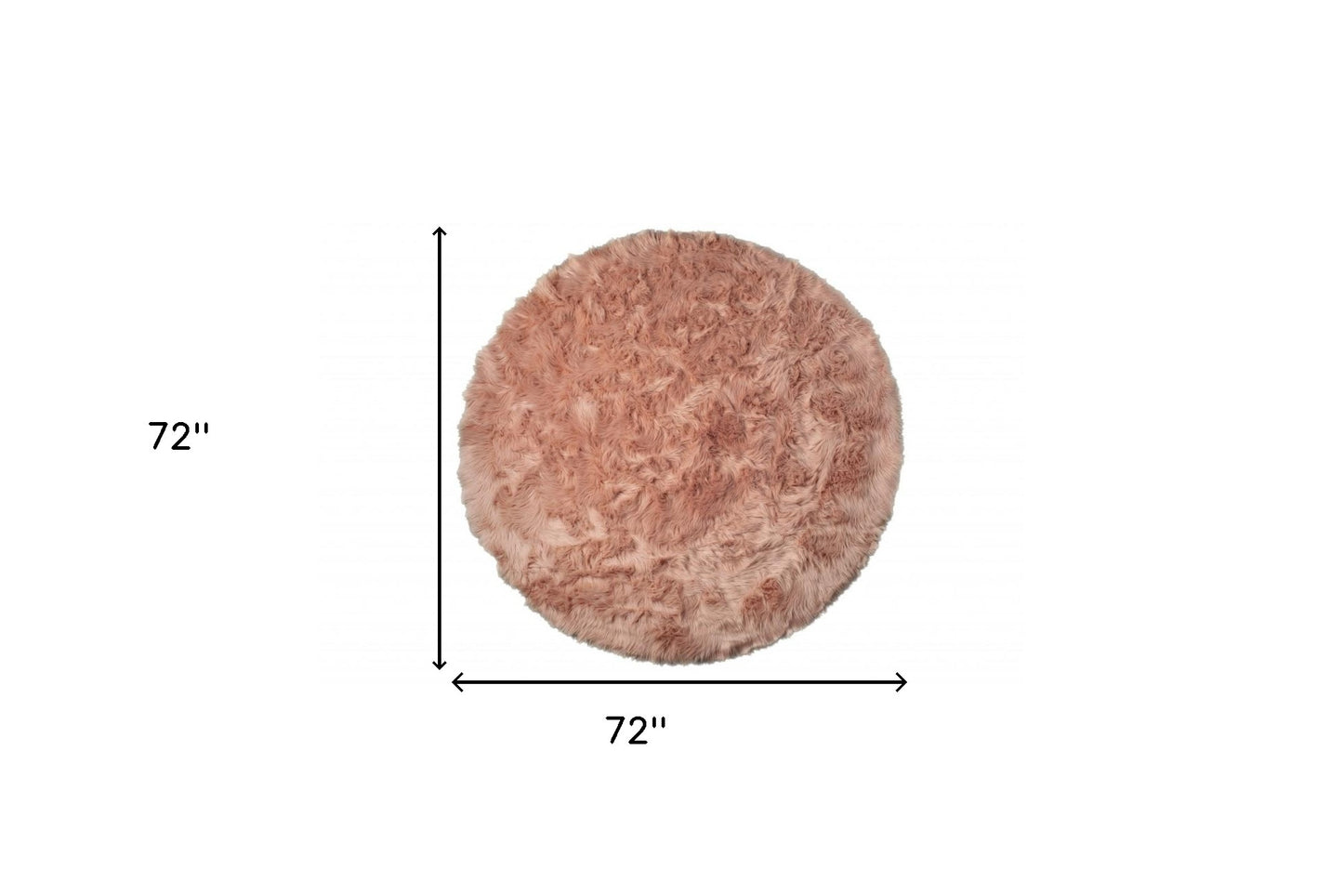 6' X 6' Dusty Rose Round Faux Fur Washable Non Skid Area Rug