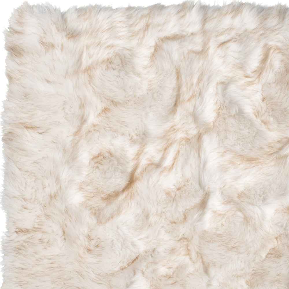 3' X 5' Ombre Tan Faux Fur Washable Non Skid Area Rug